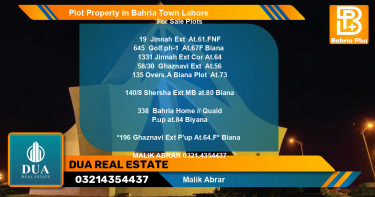 Residential Plot for Sale in Bahria Town, Lahore - (BP-79259)