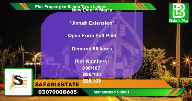 Residential Plot for Sale in Bahria Town, Lahore - (BP-79348)