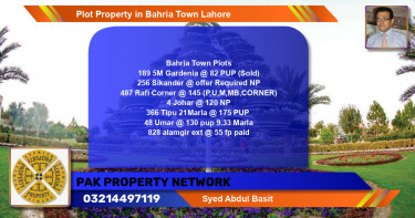 Residential Plot for Sale in Bahria Town, Lahore - (BP-79376)