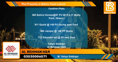 Residential Plot for Sale in Bahria Town, Lahore - (BP-79414)