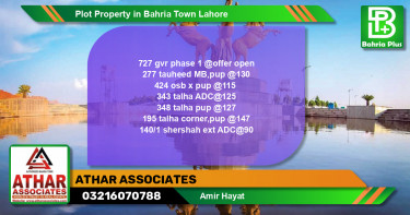 Residential Plot for Sale in Bahria Town, Lahore - (BP-79418)