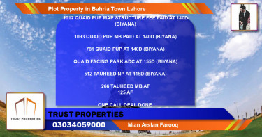 Residential Plot for Sale in Bahria Town, Lahore - (BP-79532)