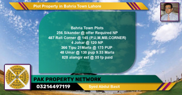 Residential Plot for Sale in Bahria Town, Lahore - (BP-79753)