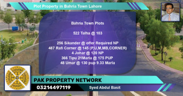 Residential Plot for Sale in Bahria Town, Lahore - (BP-80091)