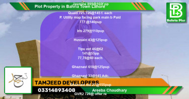 Residential Plot for Sale in Bahria Town, Lahore - (BP-80103)
