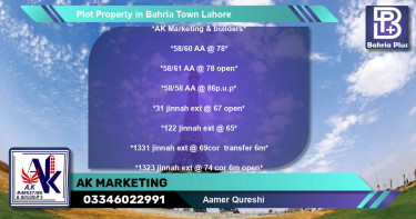 Residential Plot for Sale in Bahria Town, Lahore - (BP-80417)