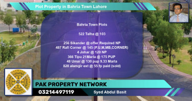 Residential Plot for Sale in Bahria Town, Lahore - (BP-80494)