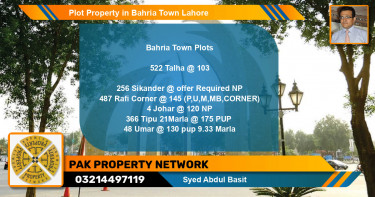 Residential Plot for Sale in Bahria Town, Lahore - (BP-80544)
