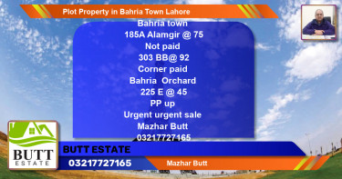 Residential Plot for Sale in Bahria Town, Lahore - (BP-80619)