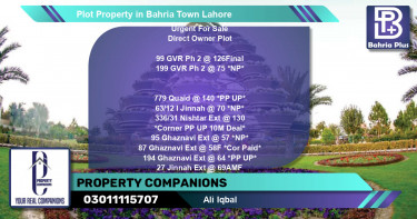 Residential Plot for Sale in Bahria Town, Lahore - (BP-80636)