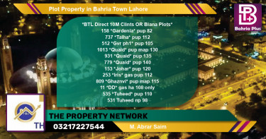 Residential Plot for Sale in Bahria Town, Lahore - (BP-80721)