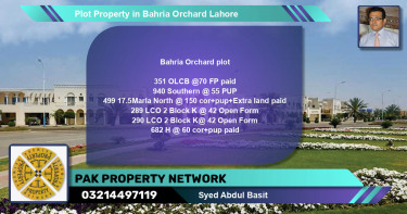 Residential Plot for Sale in Bahria Orchard, Lahore - (BP-80847)