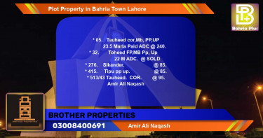 Residential Plot for Sale in Bahria Town, Lahore - (BP-80980)