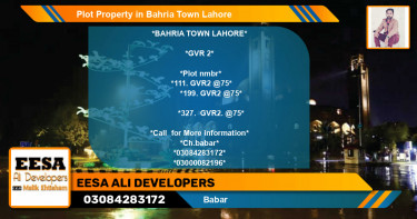 Residential Plot for Sale in Bahria Town, Lahore - (BP-81012)