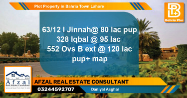 Residential Plot for Sale in Bahria Town, Lahore - (BP-81086)