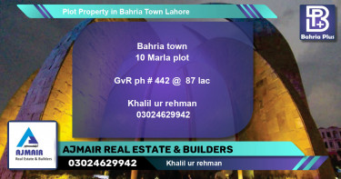 Residential Plot for Sale in Bahria Town, Lahore - (BP-81110)