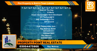 Residential Plot for Sale in Sector F - Tauheed Block -  Bahria Town, Lahore - (BP-81184)