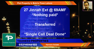 Residential Plot for Sale in Bahria Town, Lahore - (BP-81219)