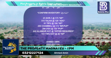 Residential Plot for Sale in Bahria Town, Lahore - (BP-81303)