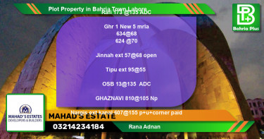 Residential Plot for Sale in Bahria Town, Lahore - (BP-81431)