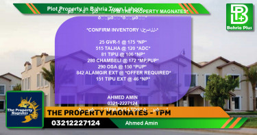 Residential Plot for Sale in Bahria Town, Lahore - (BP-81475)