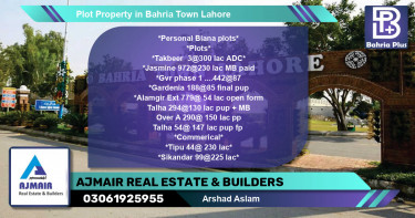 Residential Plot for Sale in Bahria Town, Lahore - (BP-81513)
