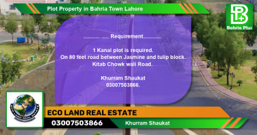 Residential Plot for Sale in Bahria Town, Lahore - (BP-81665)