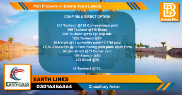 Residential Plot for Sale in Bahria Town, Lahore - (BP-81789)