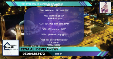 Residential Plot for Sale in Bahria Town, Lahore - (BP-81922)