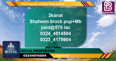 Residential Plot for Sale in Bahria Town, Lahore - (BP-81998)