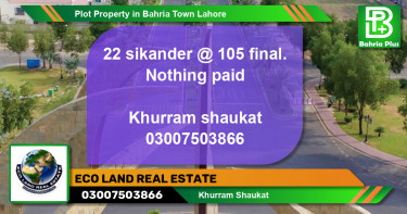 Residential Plot for Sale in Bahria Town, Lahore - (BP-82044)