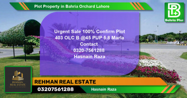 Residential Plot for Sale in Bahria Orchard, Lahore - (BP-82215)