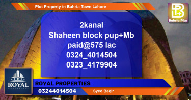 Residential Plot for Sale in Bahria Town, Lahore - (BP-82323)