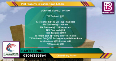 Residential Plot for Sale in Bahria Town, Lahore - (BP-82511)