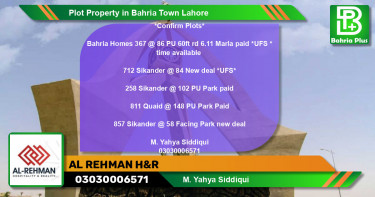 Residential Plot for Sale in Bahria Town, Lahore - (BP-82515)