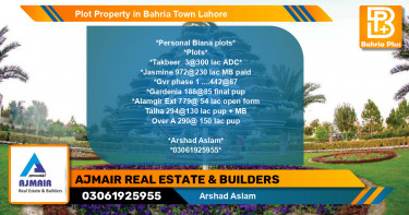 Residential Plot for Sale in Bahria Town, Lahore - (BP-82527)