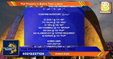 Residential Plot for Sale in Bahria Town, Lahore - (BP-82552)