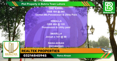 Residential Plot for Sale in Bahria Town, Lahore - (BP-82635)