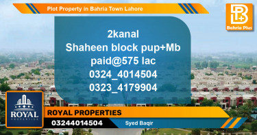 Residential Plot for Sale in Bahria Town, Lahore - (BP-82671)