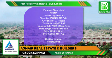 Residential Plot for Sale in Bahria Town, Lahore - (BP-82696)