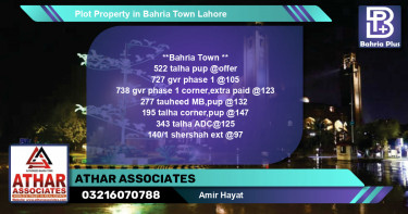 Residential Plot for Sale in Bahria Town, Lahore - (BP-82732)