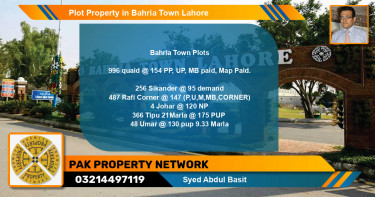 Residential Plot for Sale in Bahria Town, Lahore - (BP-82767)