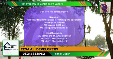 Residential Plot for Sale in Bahria Town, Lahore - (BP-82825)