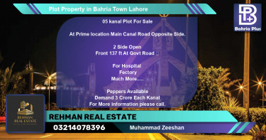 Residential Plot for Sale in Bahria Town, Lahore - (BP-82828)