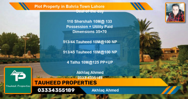 Residential Plot for Sale in Bahria Town, Lahore - (BP-82902)