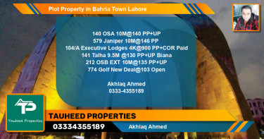 Residential Plot for Sale in Bahria Town, Lahore - (BP-82904)