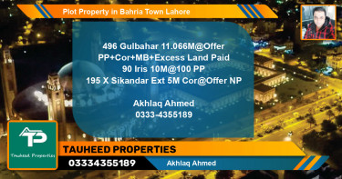 Residential Plot for Sale in Bahria Town, Lahore - (BP-82906)