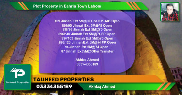 Residential Plot for Sale in Bahria Town, Lahore - (BP-82909)