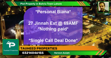 Residential Plot for Sale in Bahria Town, Lahore - (BP-82912)