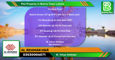 Residential Plot for Sale in Bahria Town, Lahore - (BP-82928)
